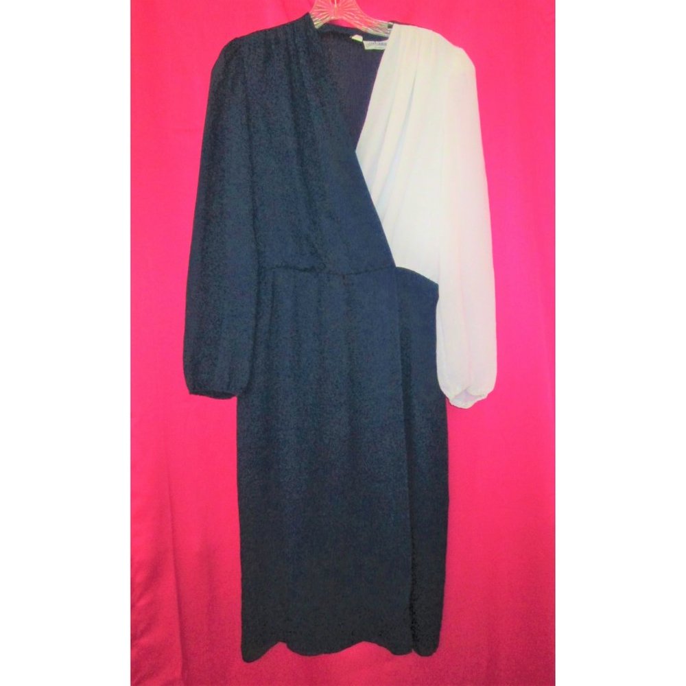 1980 vintage blue colorblock midi dress size small - Picture 5 of 6